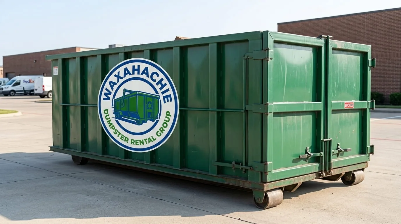 Roll-off dumpster placed on a private driveway in Waxahachie